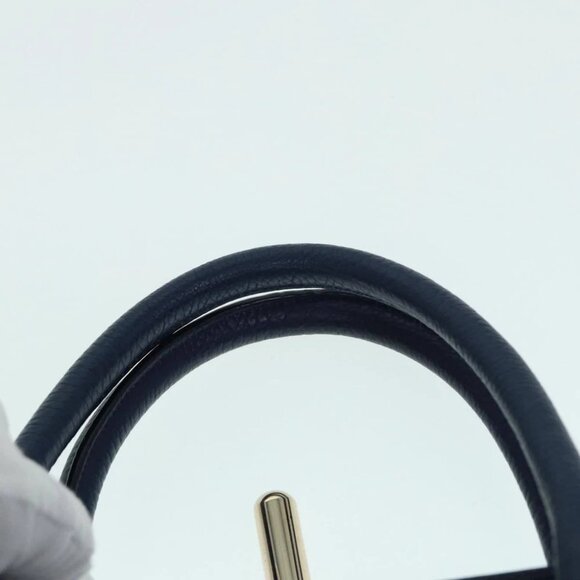 BALENCIAGA Tube Round Hand Bag Leather Navy Auth ki4912V - Picture 2 of 16